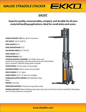 Electric Fork-Over Stacker 3300lbs. Cap., 119.3" Height | EA15E