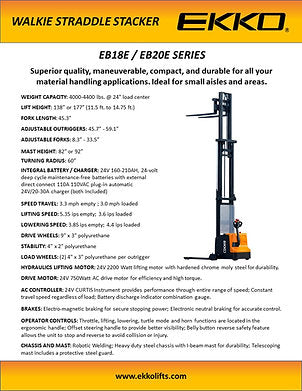 Powered Straddle Stacker 4000 lb Cap., 138" Height  | EB18E