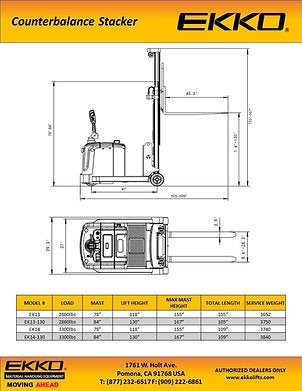 Counterbalanced Walkie Stacker 3300 lb Cap., 130" Height | EK14 - 130 - ForkLift USA