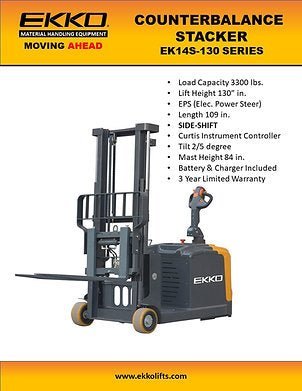 Counterbalanced Walkie Stacker SIDE - SHIFTING | EK14S - 130 - ForkLift USA