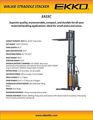 Electric Fork - Over Stacker 3300lbs. Cap., 119.3" Height | EA15E - ForkLift USA