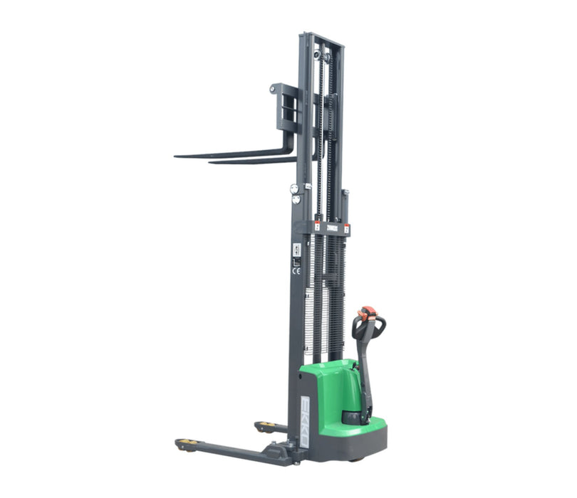 Full Powered Straddle Stacker 2800 lb Cap., 119" Height SIDE SHIFT | EKKO EB13ES - LI - ForkLift USA