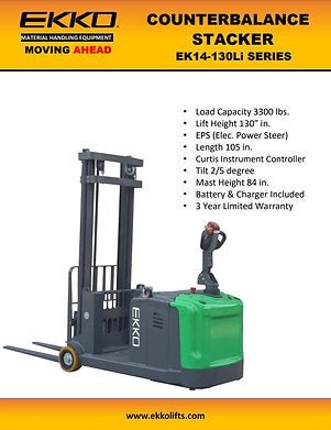 Lithium Counterbalanced Walkie Stacker SIDE - SHIFTING | EK14S - 130Li - ForkLift USA