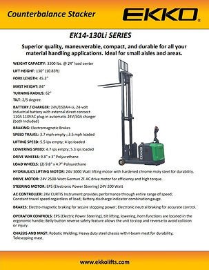 Lithium Counterbalanced Walkie Stacker SIDE - SHIFTING | EK14S - 130Li - ForkLift USA