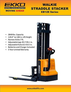 Powered Straddle Stacker 2640 lb Cap., 138" Height | EB12E - 138 - ForkLift USA