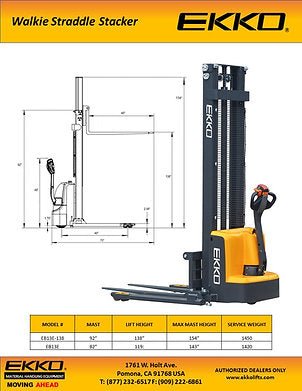 Powered Straddle Stacker 2800 lb Cap., 119" Height | EB13E - ForkLift USA