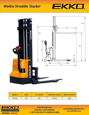 Powered Straddle Stacker 3000 lb Cap., 145.67" Height | EB12EA - ForkLift USA