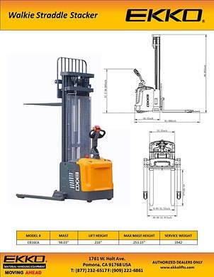 Powered Straddle Stacker 4400 lb Cap., 216" Height | EB16EA - ForkLift USA